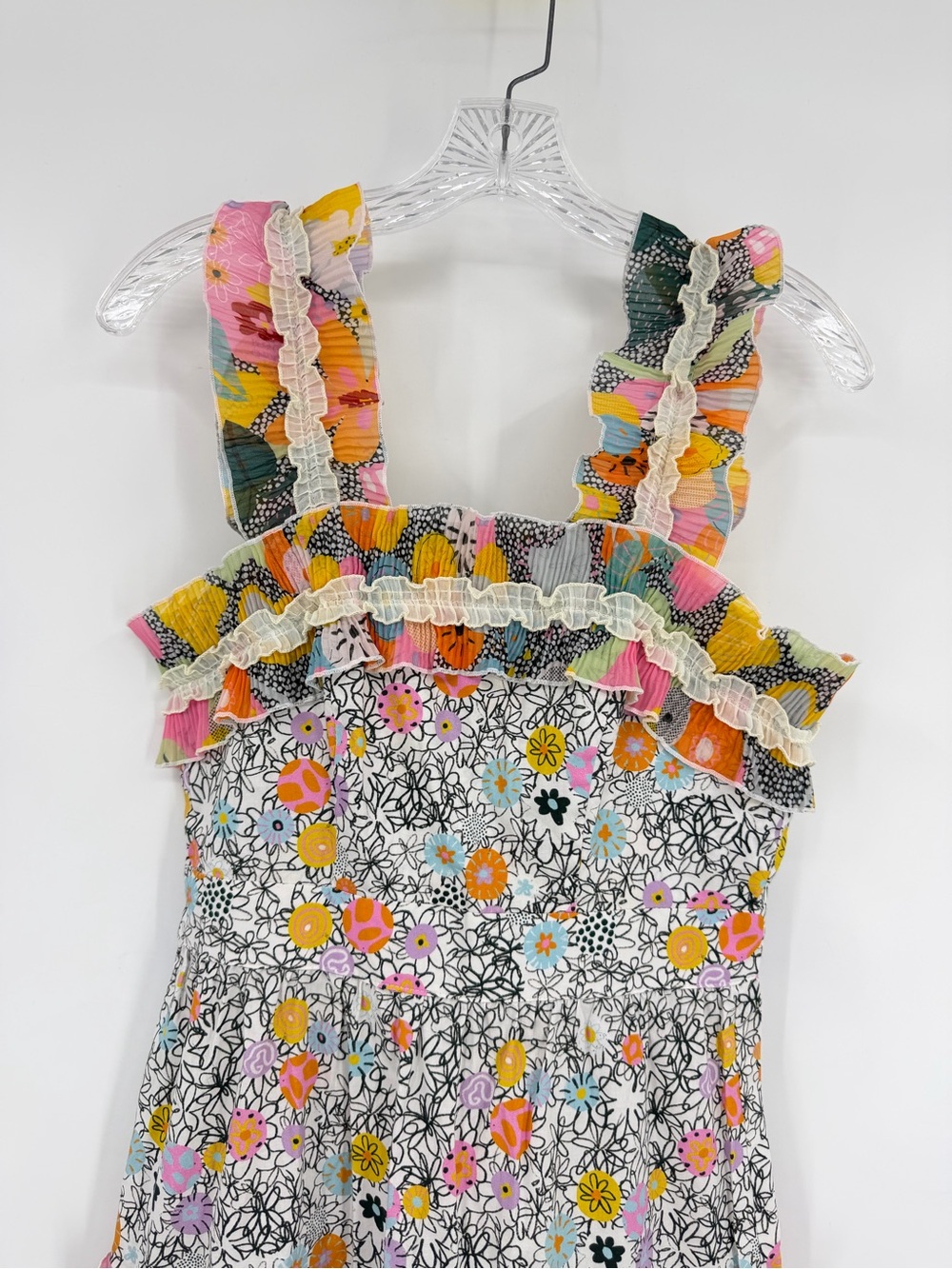 CeliaB Java Dress Midi Tiered Ruffle Cotton Multicolor Floral Size S - Picture 4 of 13
